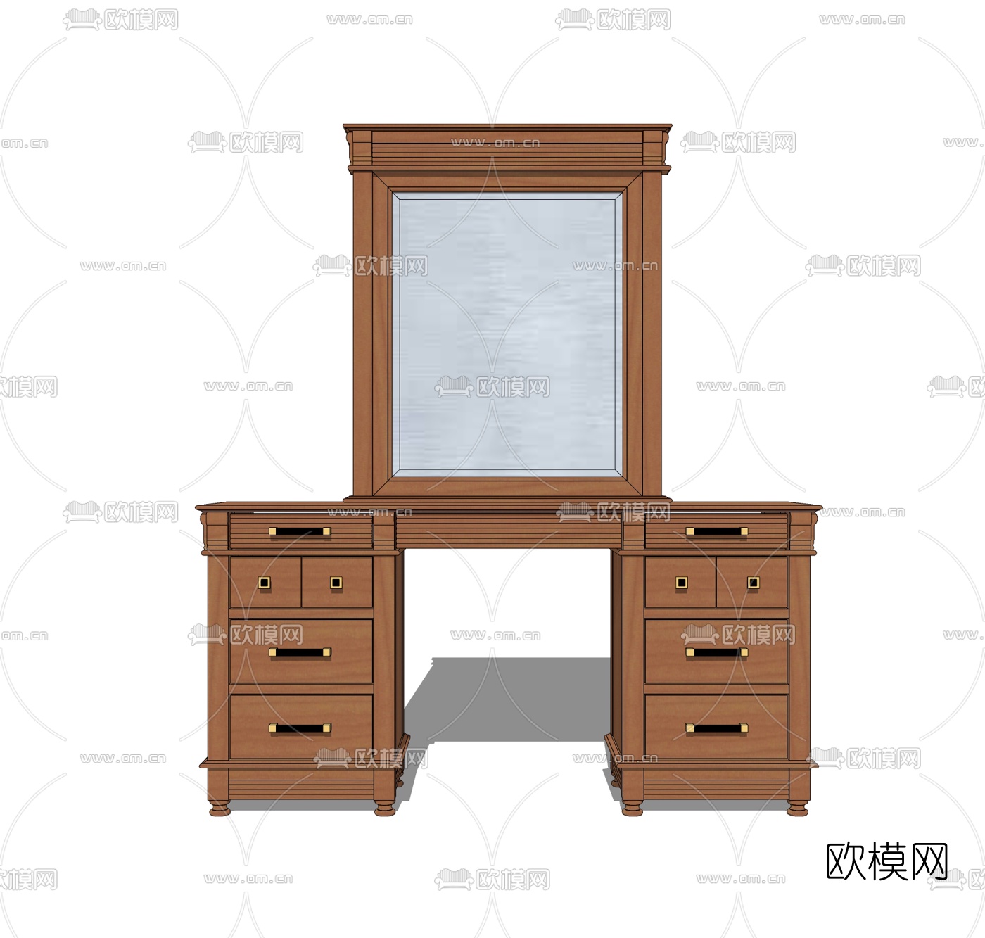 简欧实木梳妆台免费su模型下载