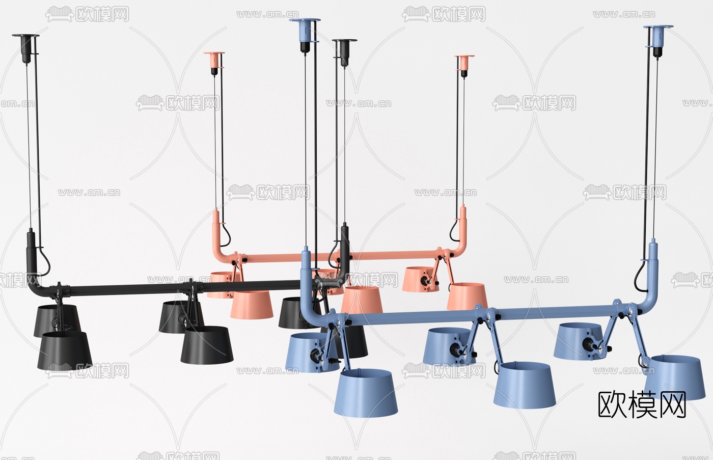 北欧创意多头吊灯3d模型下载（渲染图2）