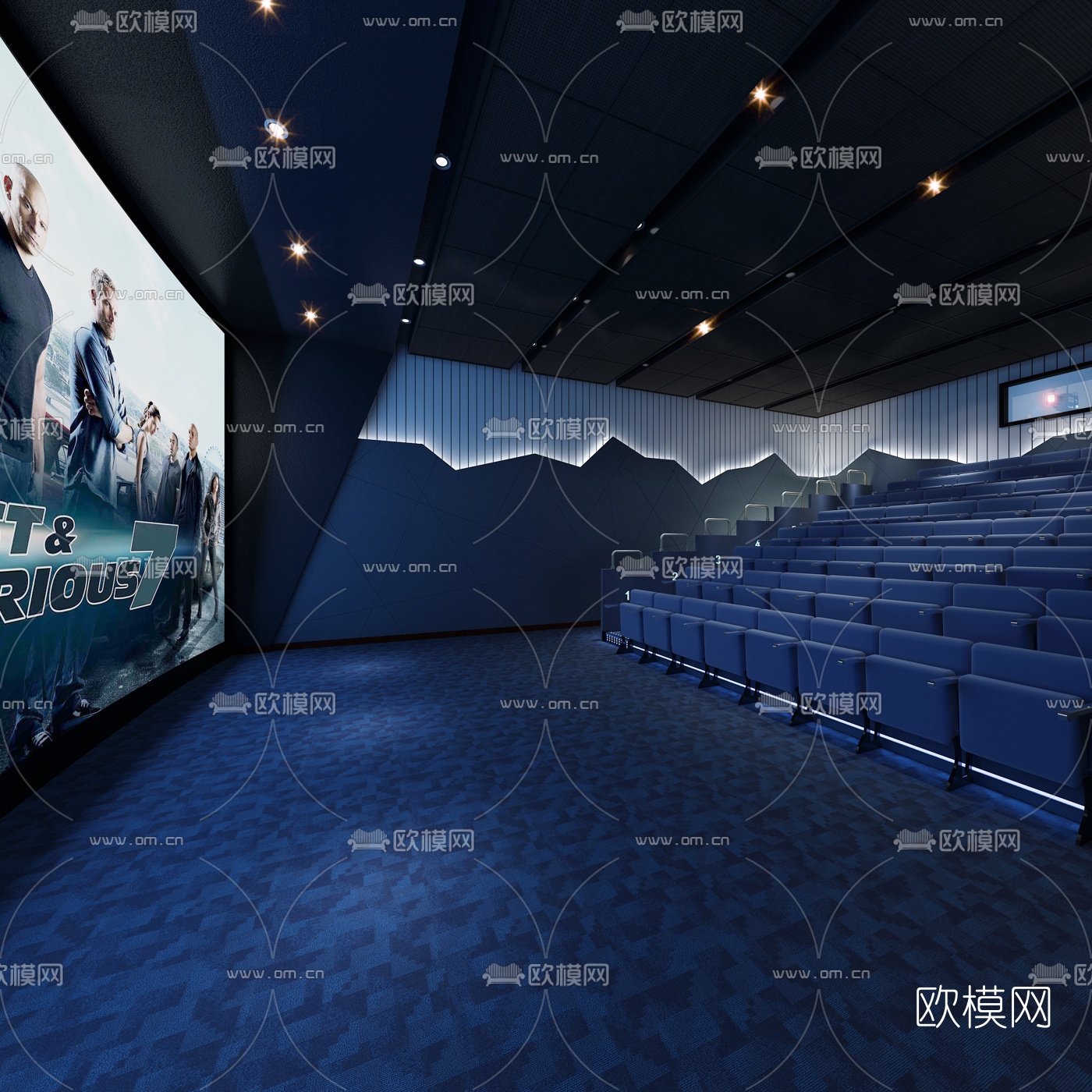 现代电影院放映厅3d模型下载