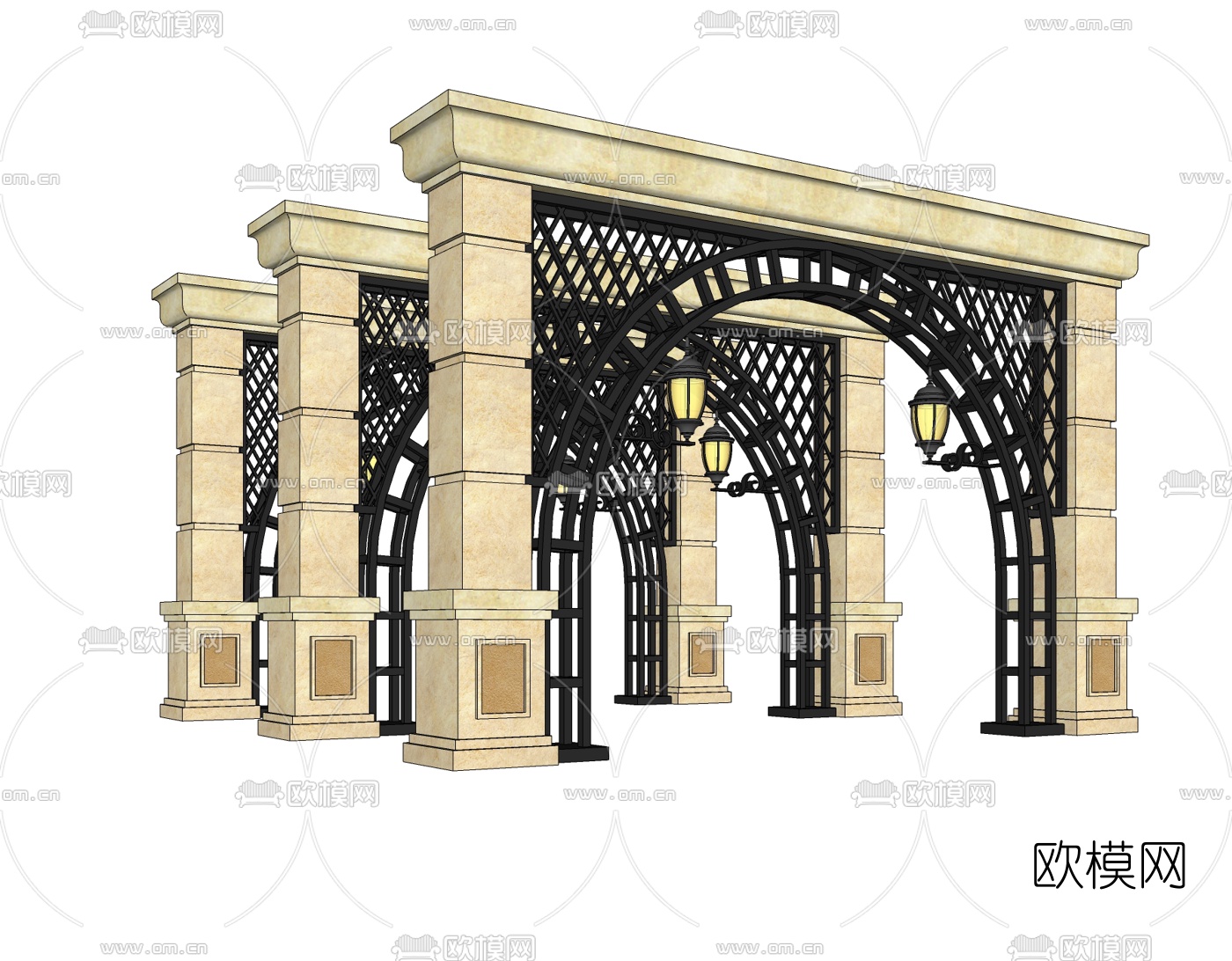欧式廊架免费su模型下载