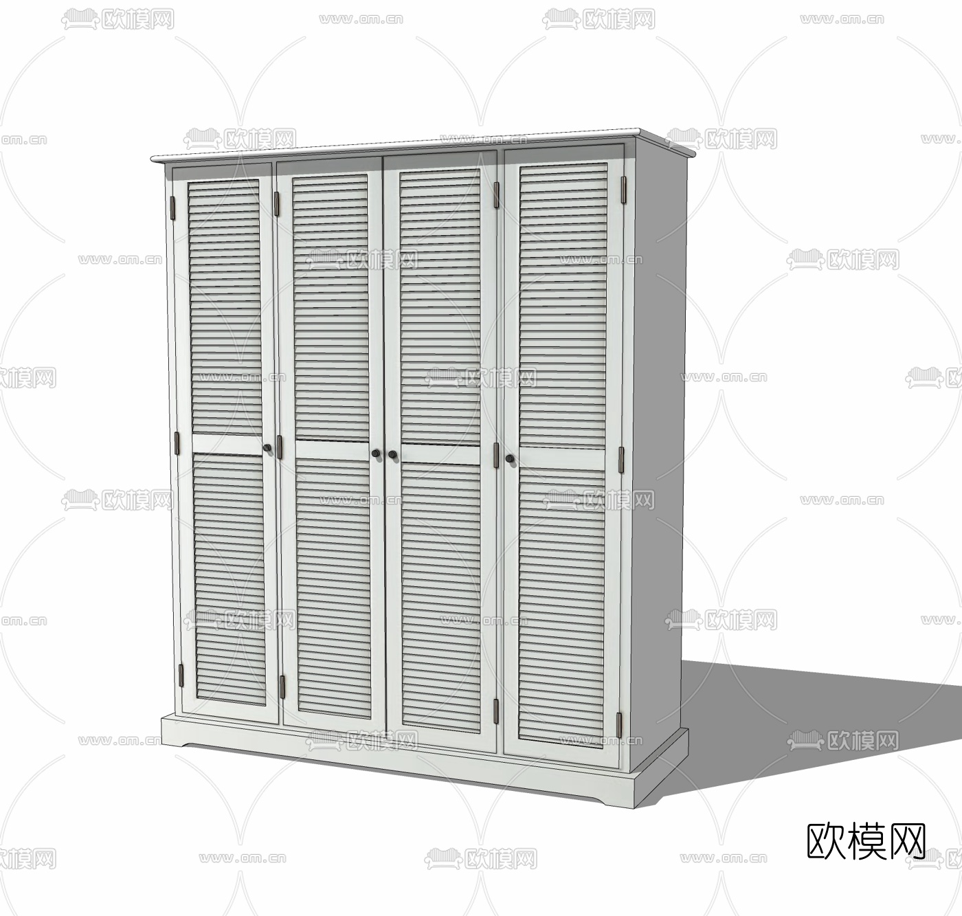 美式百叶衣柜免费su模型下载