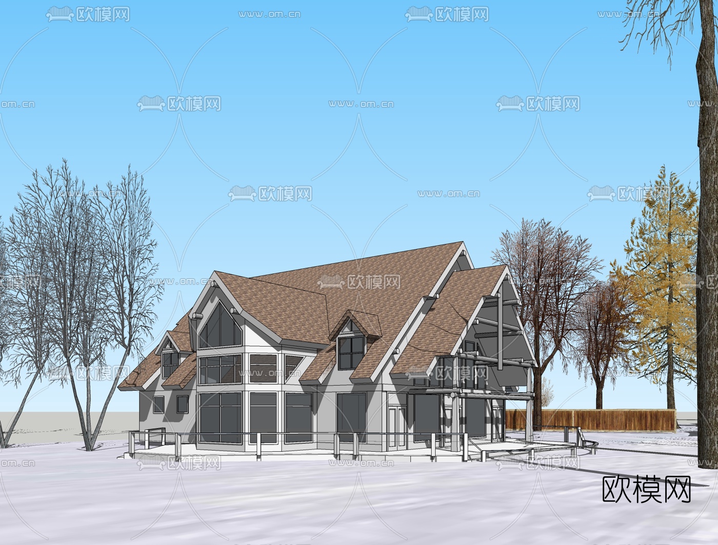 简欧独栋别墅免费su模型