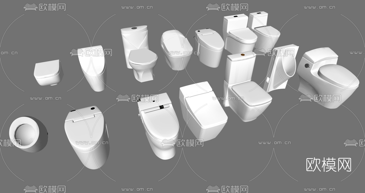 现代智能马桶su模型下载（渲染图2）