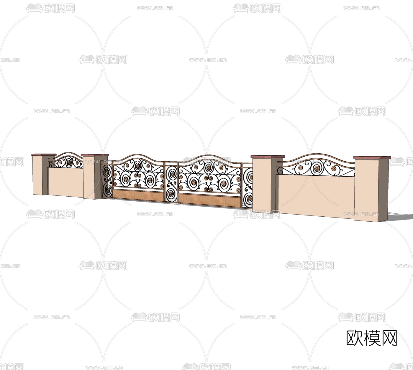 简欧围墙护栏免费su模型下载