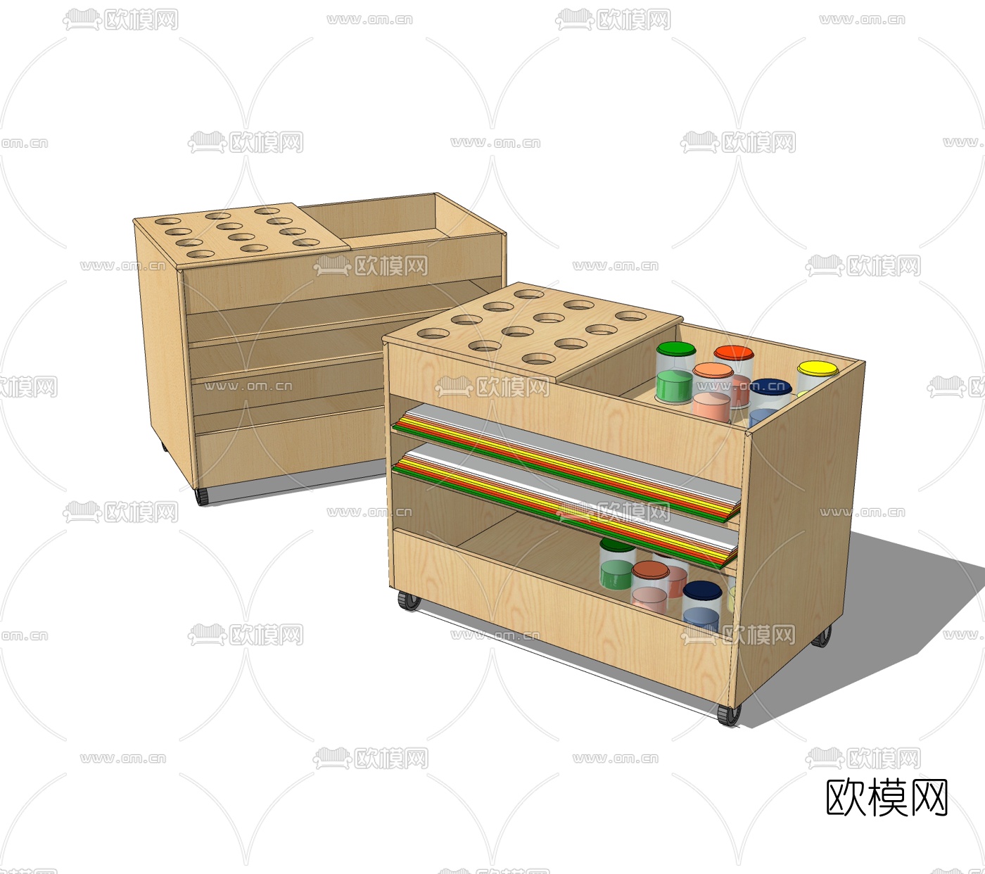 现代儿童柜免费su模型下载