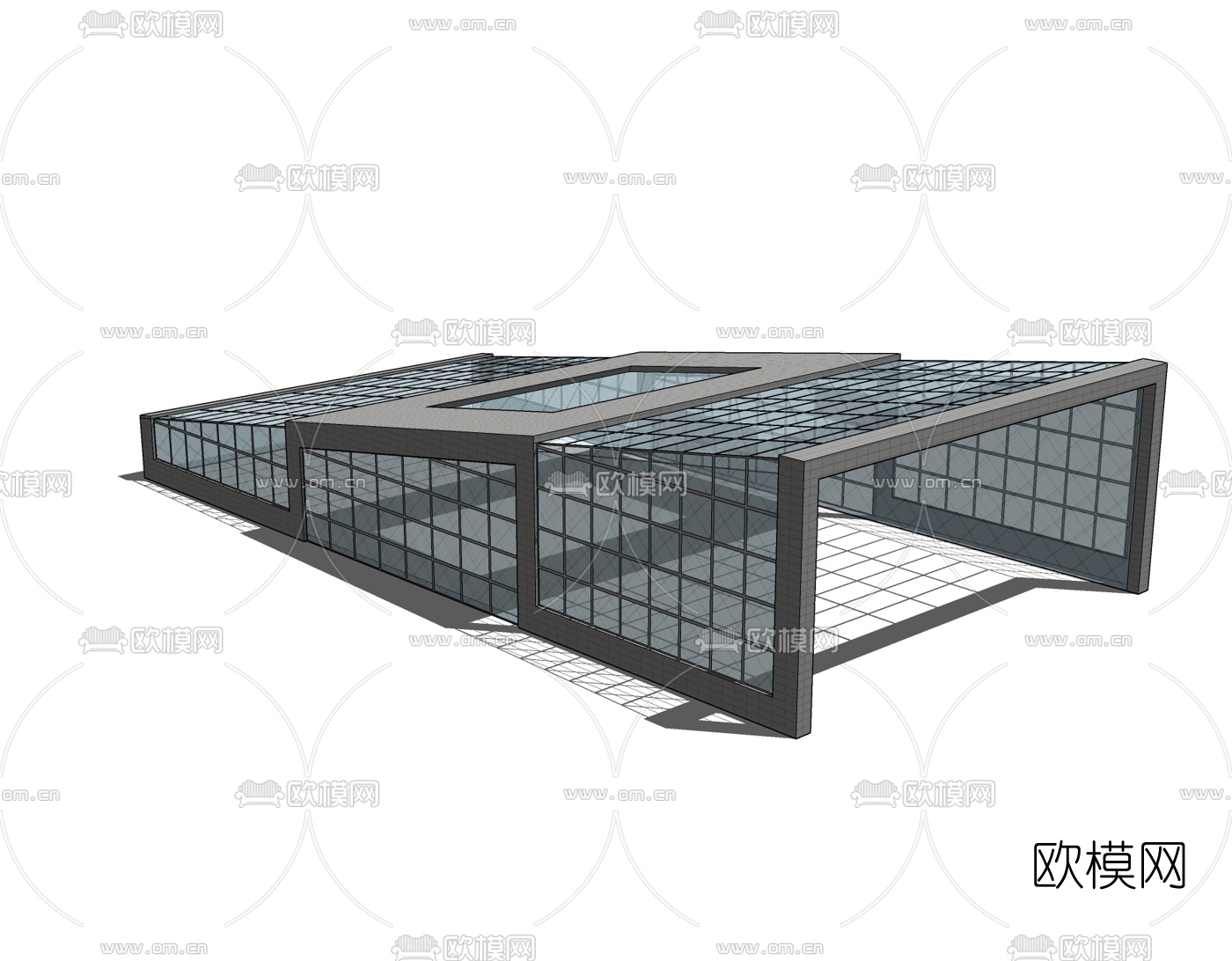 现代地下停车场入口免费su模型下载