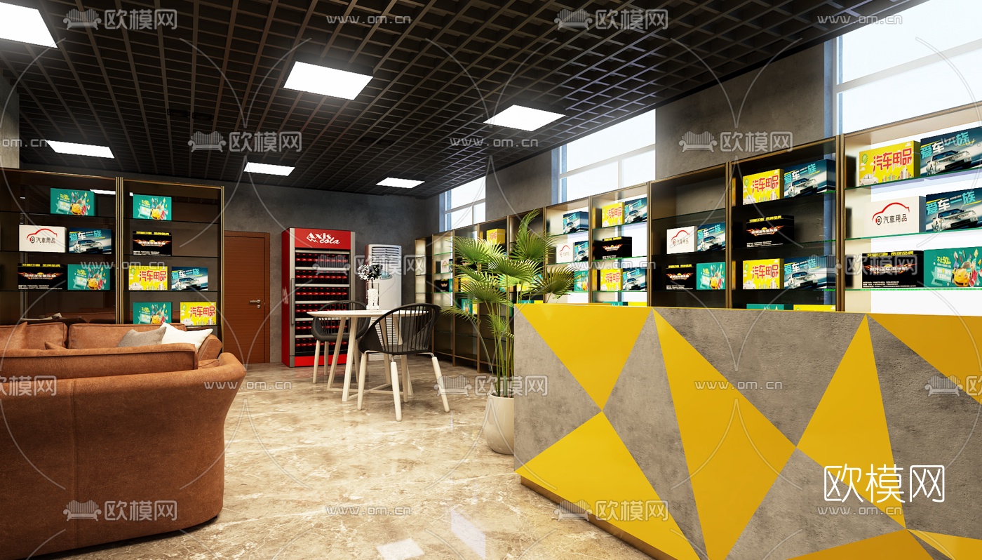 现代汽车美容店3d模型下载（渲染图1）