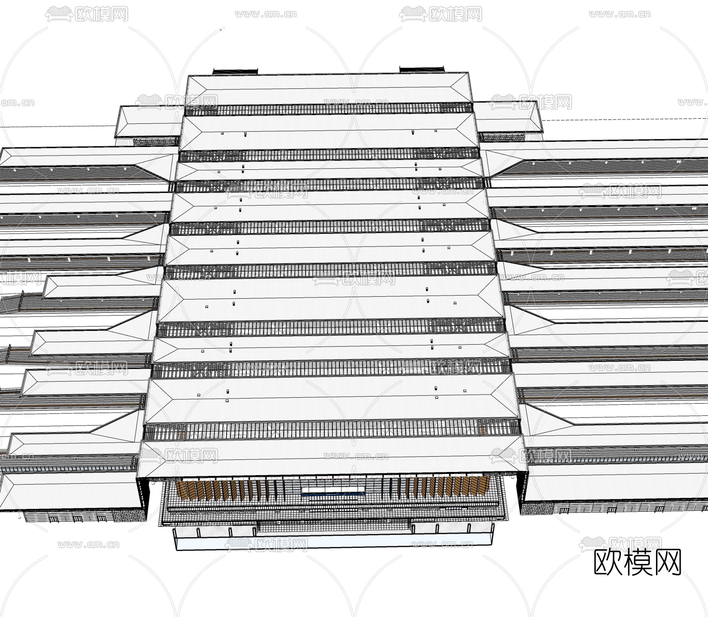 现代火车站高铁站su模型