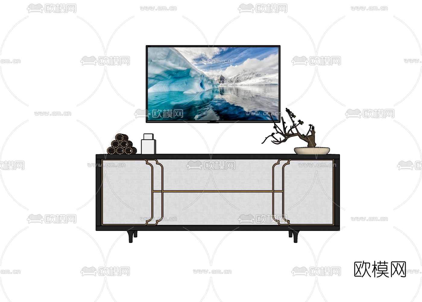 新中式电视柜免费su模型下载