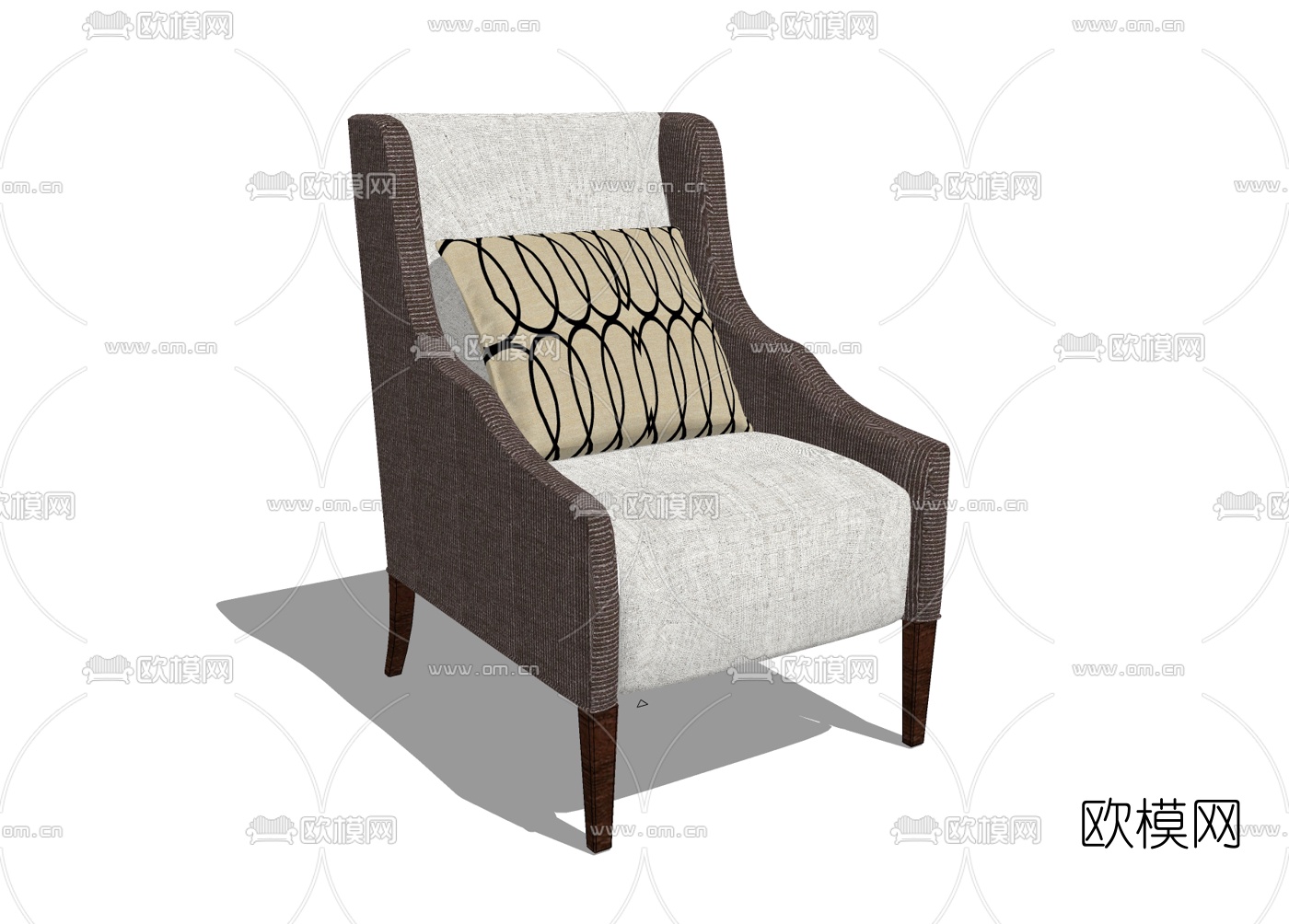 现代布艺单人沙发免费su模型下载