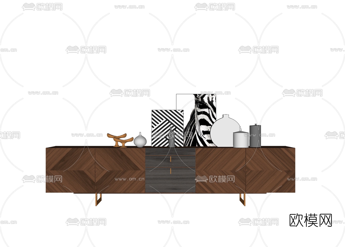 现代边柜免费su模型下载