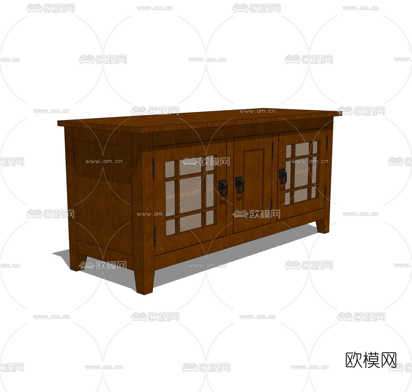 中式实木边柜免费su模型下载