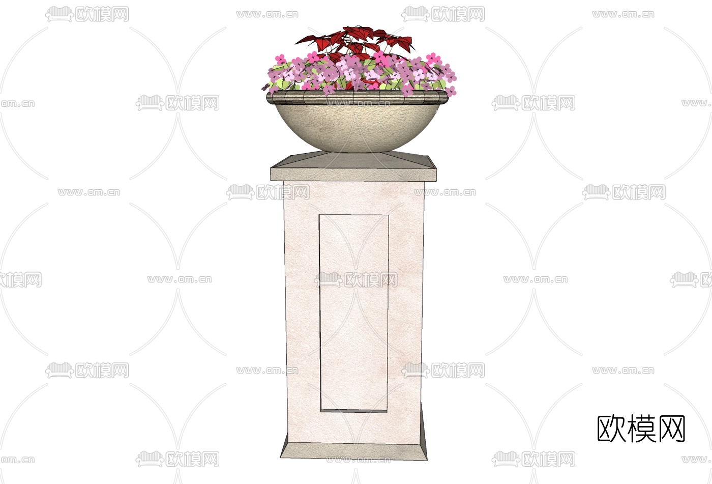 欧式花钵柱免费su模型下载