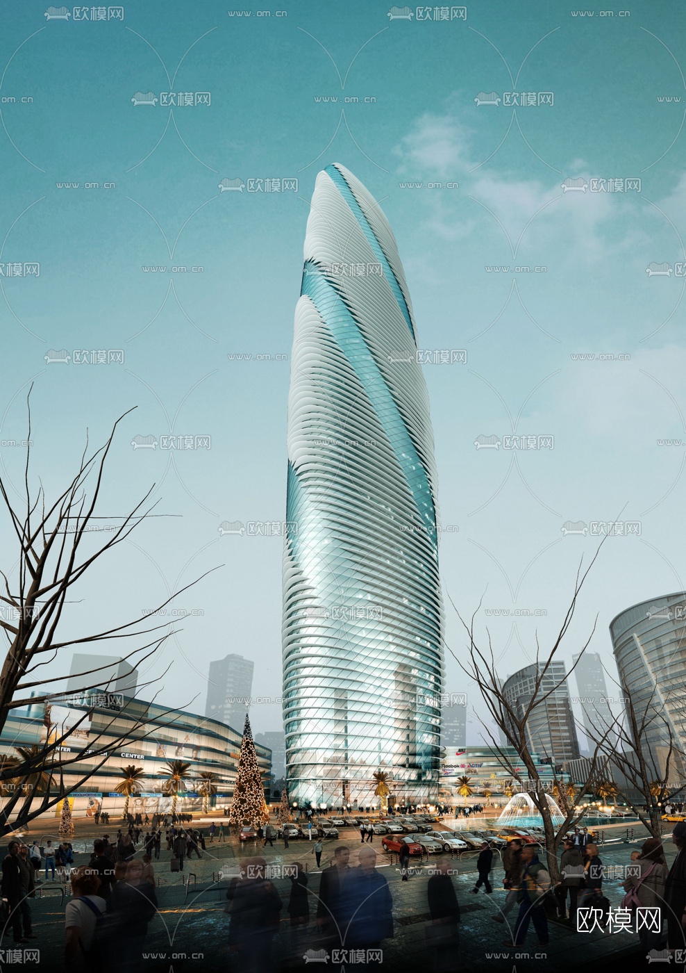 现代商业大厦建筑外观3d模型