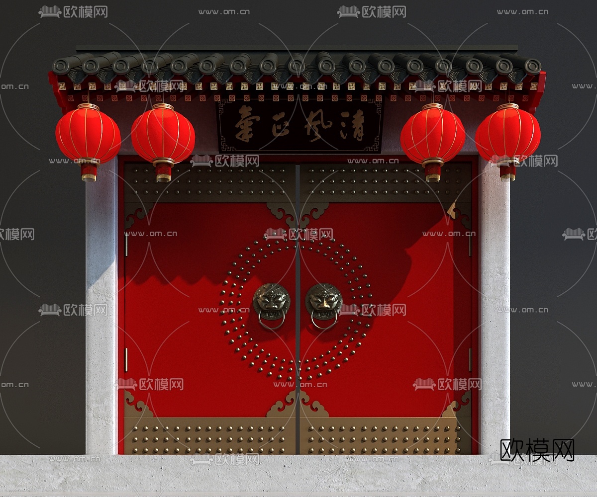 中式庭院大门3d模型