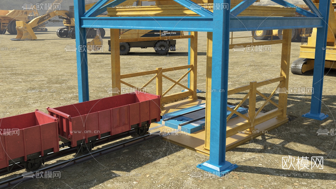 现代起重车轨道车3d模型下载（渲染图2）