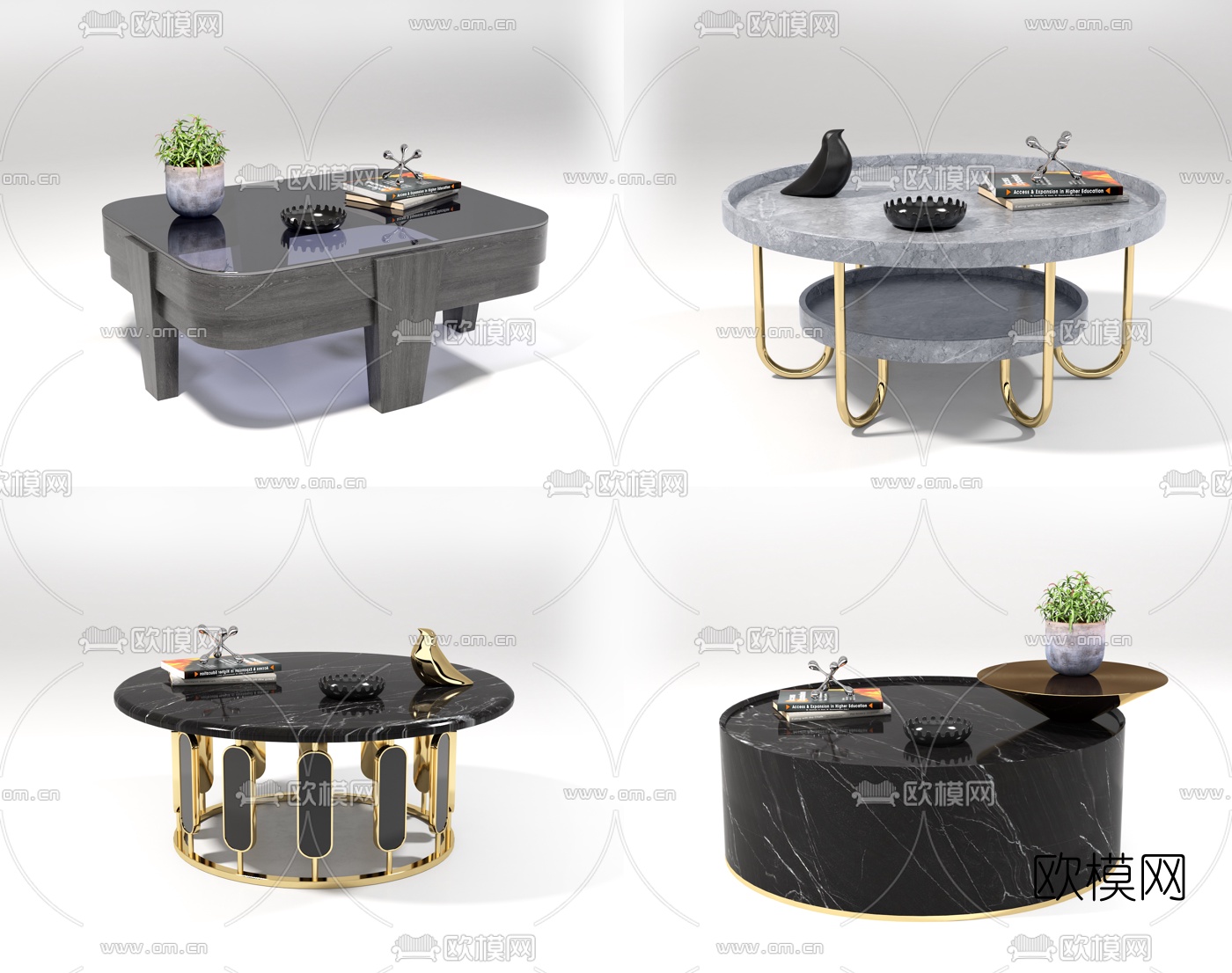现代轻奢茶几组合3d模型