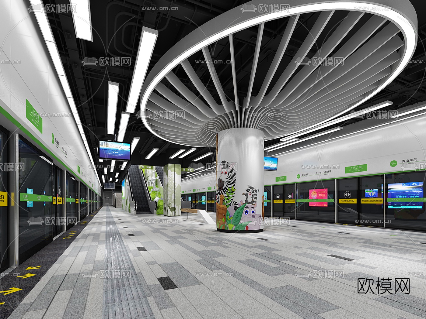 现代地铁站3d模型下载