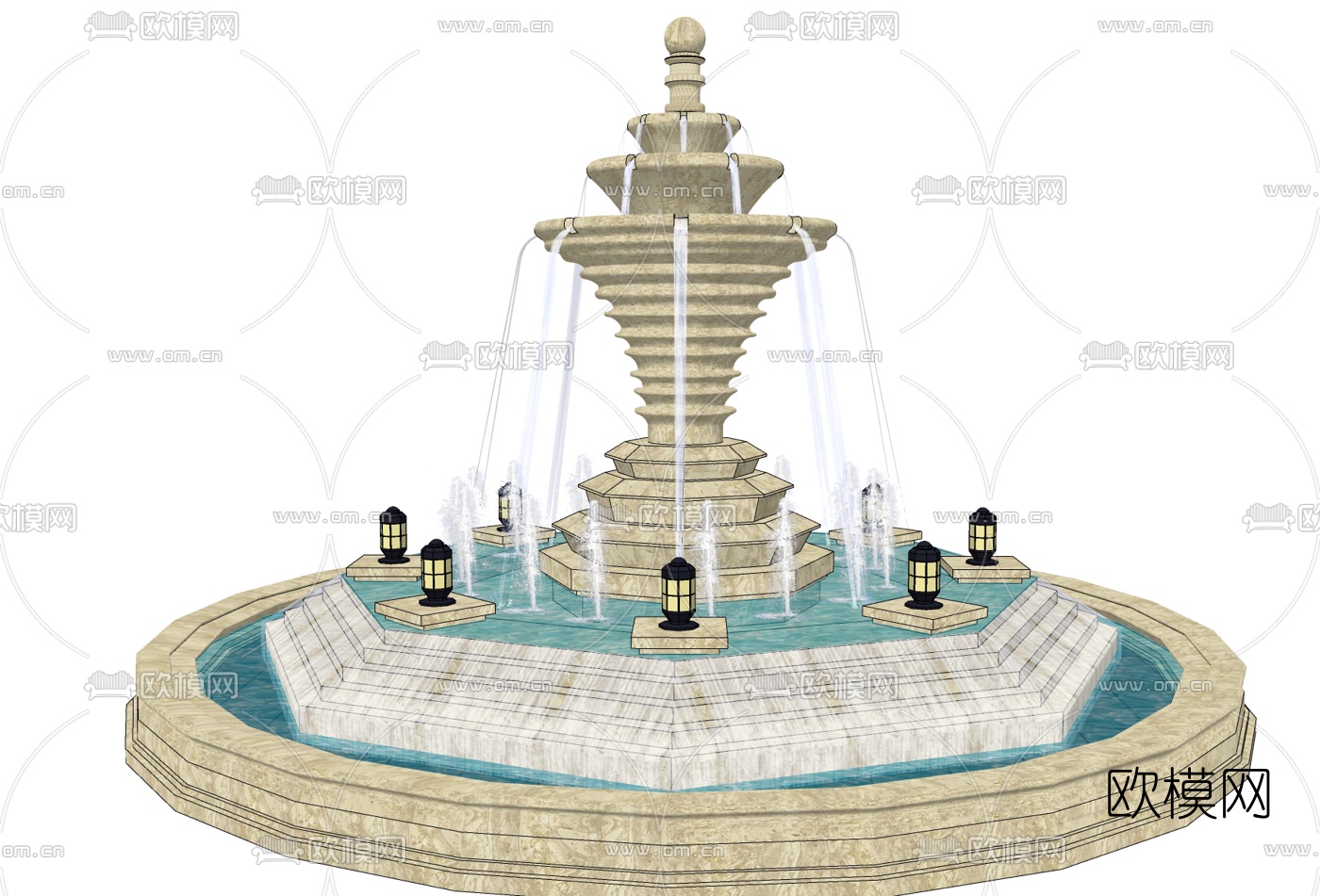 欧式喷泉免费su模型下载