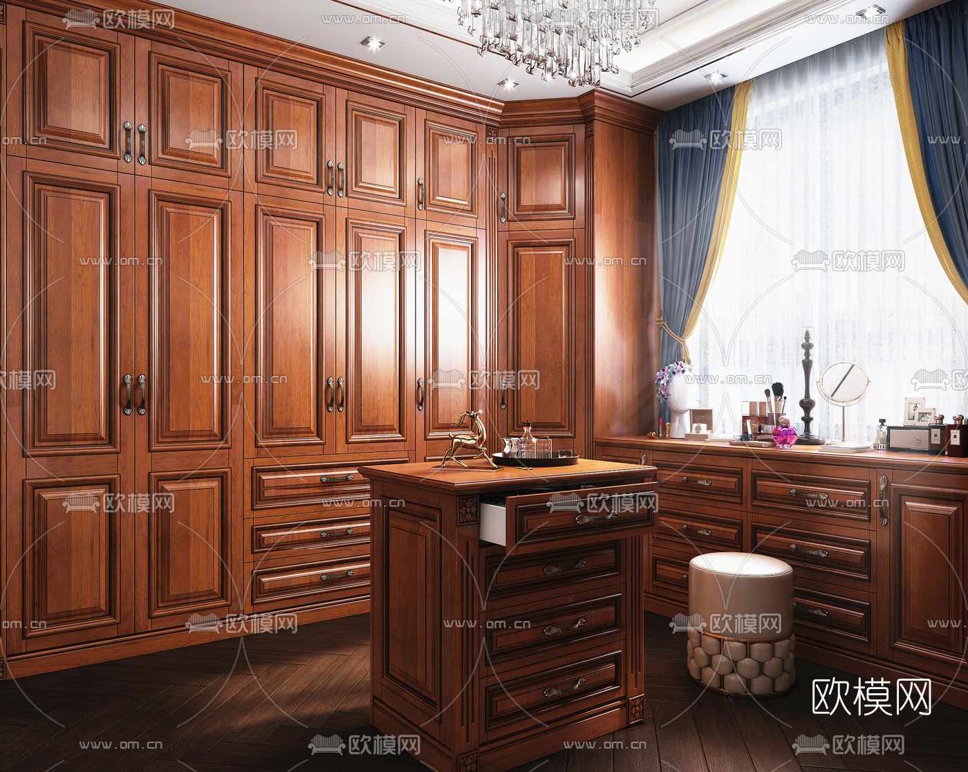 美式衣帽间3d模型
