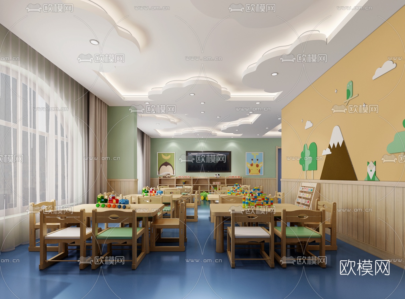 现代幼儿园3d模型