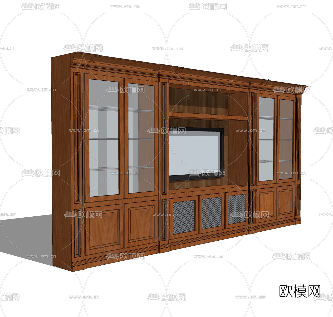 美式实木装饰柜免费su模型下载