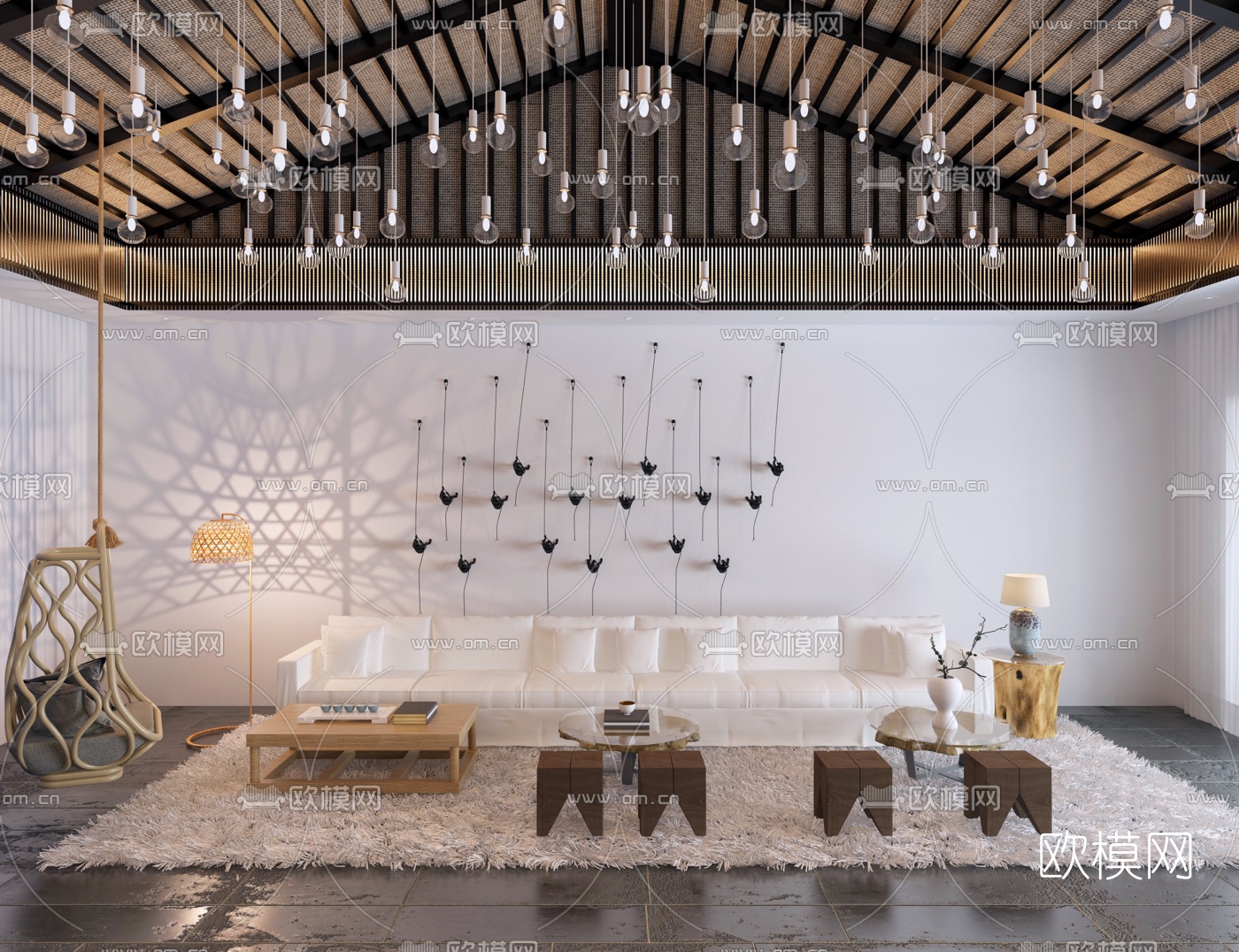 工业风沙发组合3d模型下载