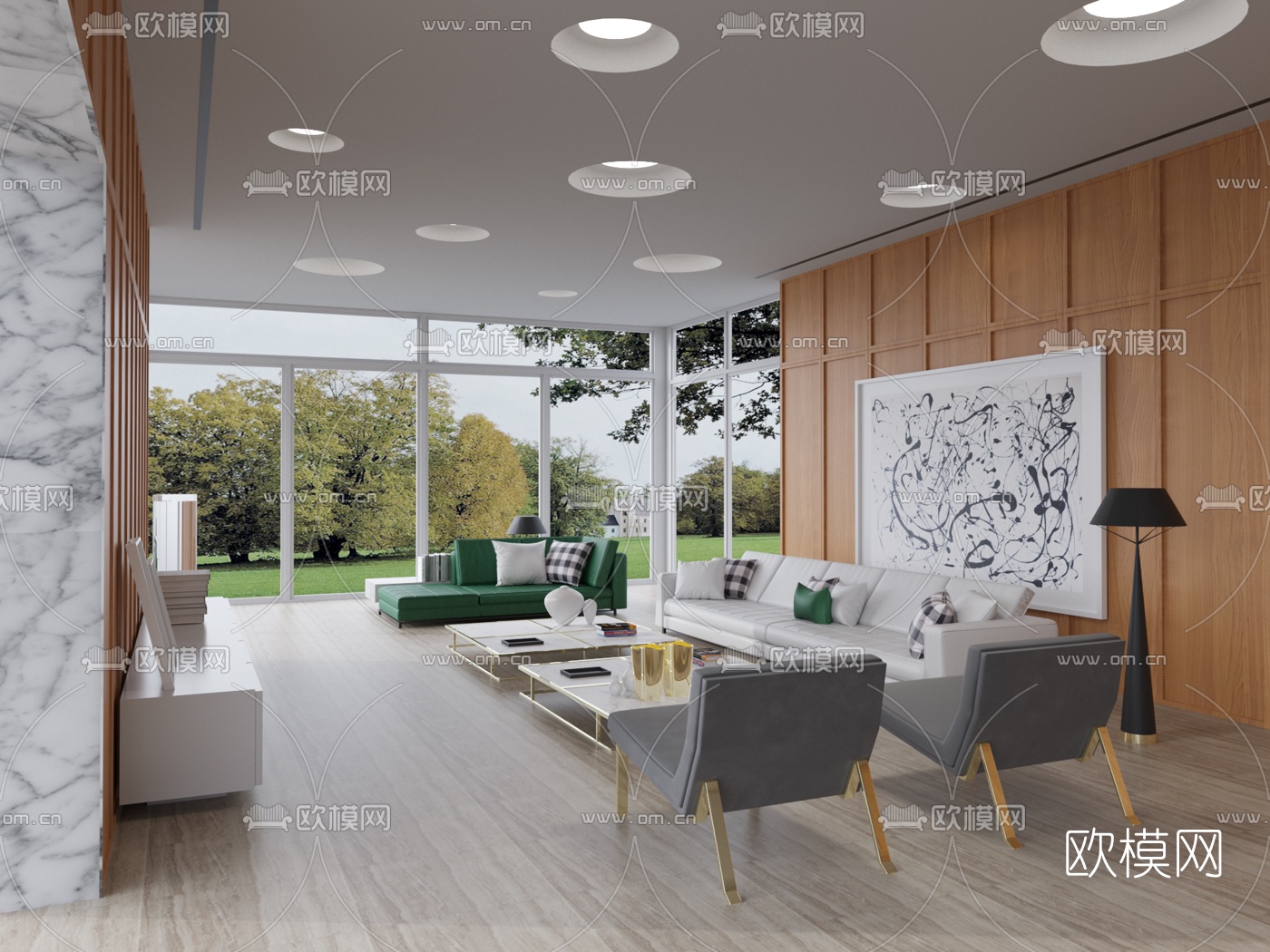 House in California设计  现代客厅3d模型