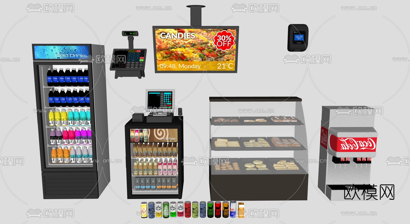 现代冷藏展示柜su模型