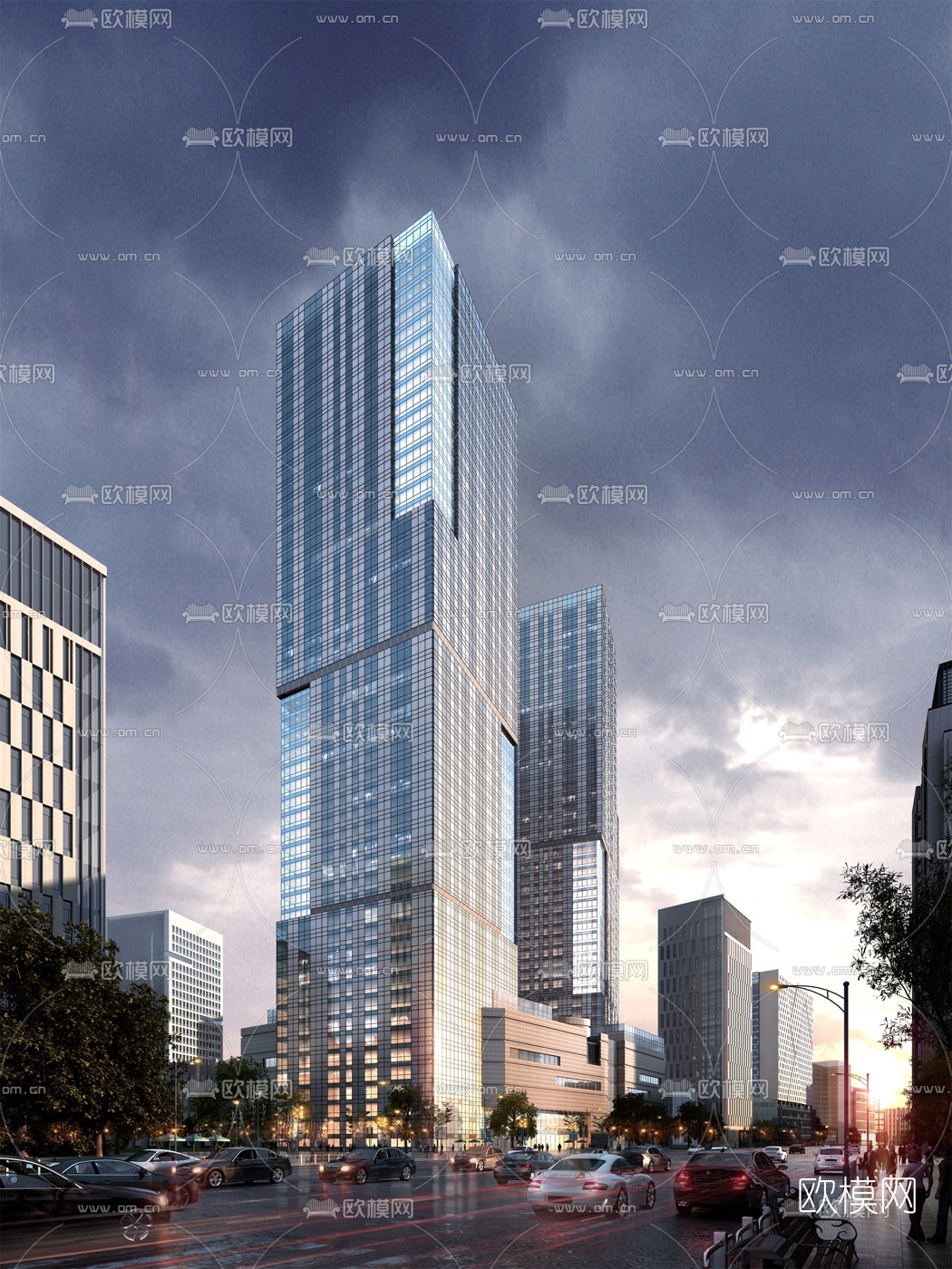 现代商业办公楼建筑外观3d模型