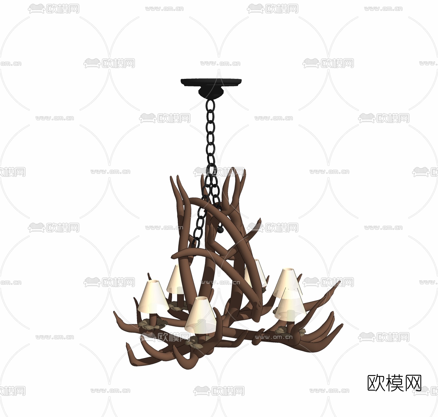 工业风鹿角吊灯免费su模型下载