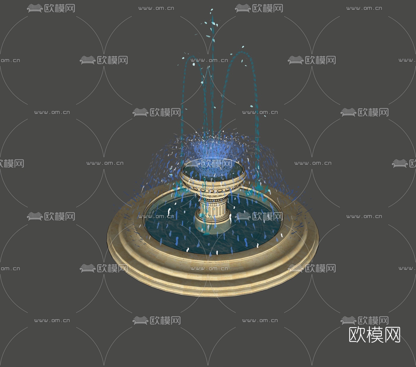 现代喷泉免费su模型-免费3dmax模型库-欧模网