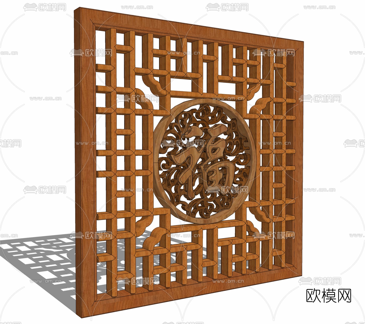 中式实木隔断免费su模型