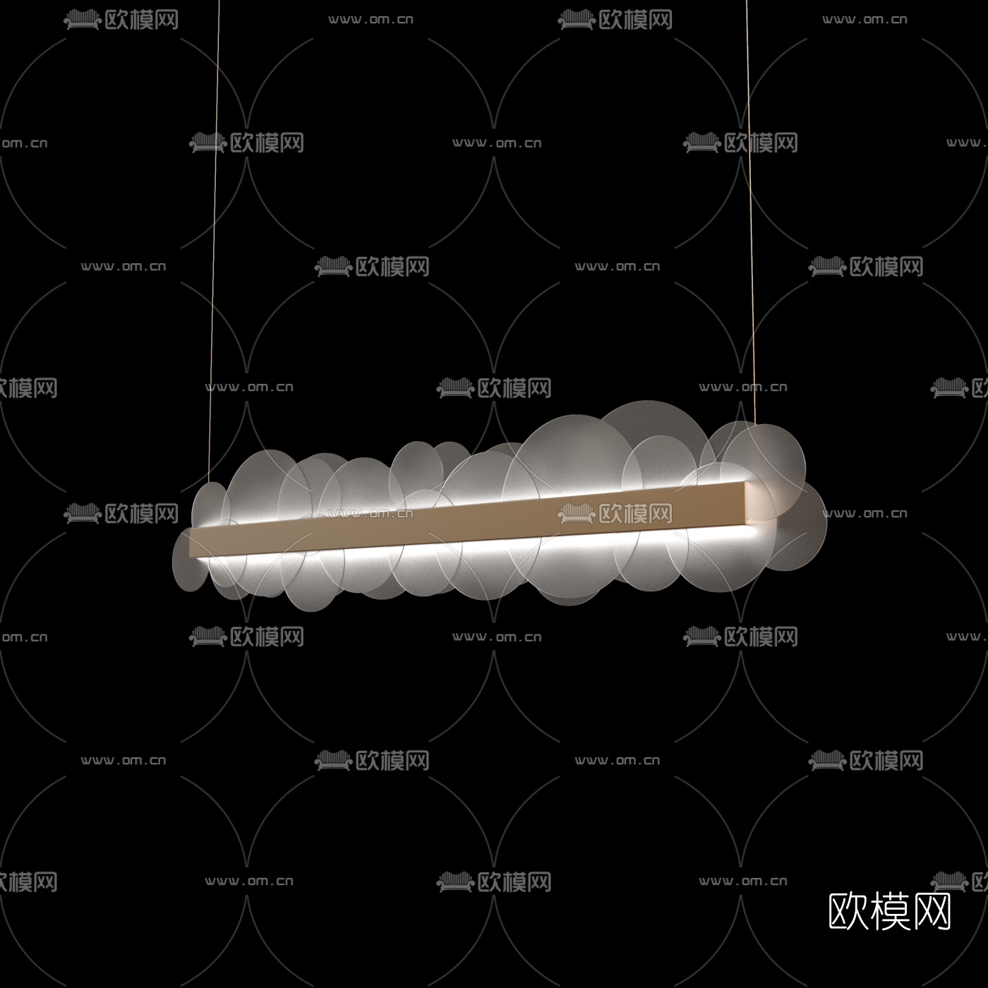 现代金属LED长条吊灯免费3d模型
