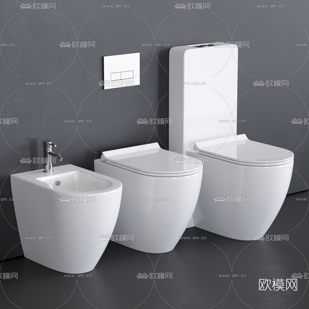 现代多功能马桶3d模型下载（渲染图1）