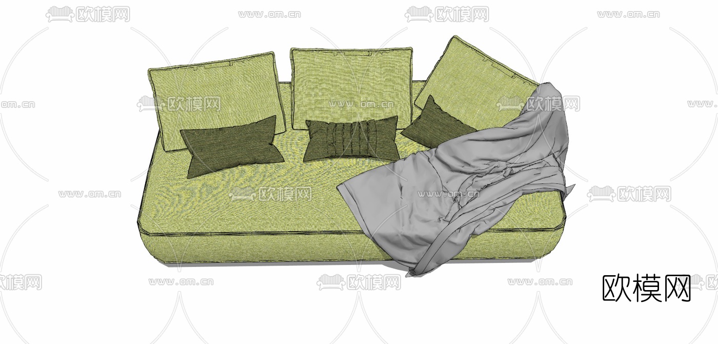 现代布艺休闲沙发免费su模型下载
