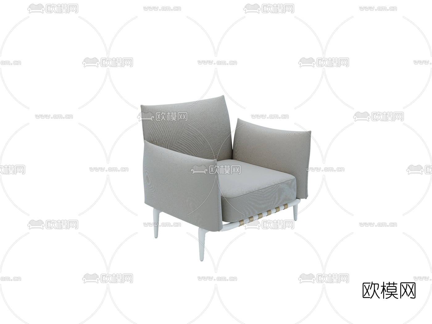 德国DEDON品牌 现代灰色布艺户外多人沙发3d模型下载（渲染图2）