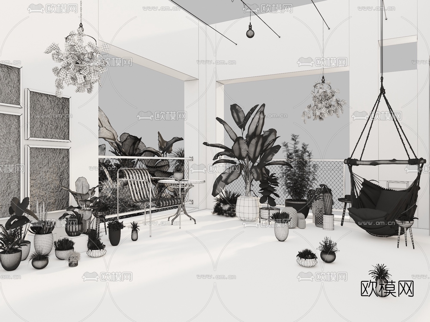 自然风阳台花园3d模型