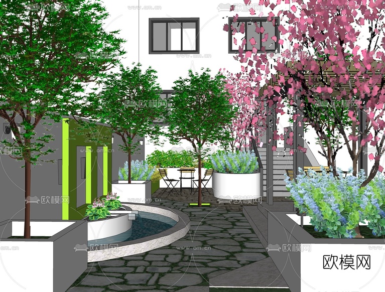 现代庭院景观免费su模型下载_ID10056788_sketchup模型下载-欧模网