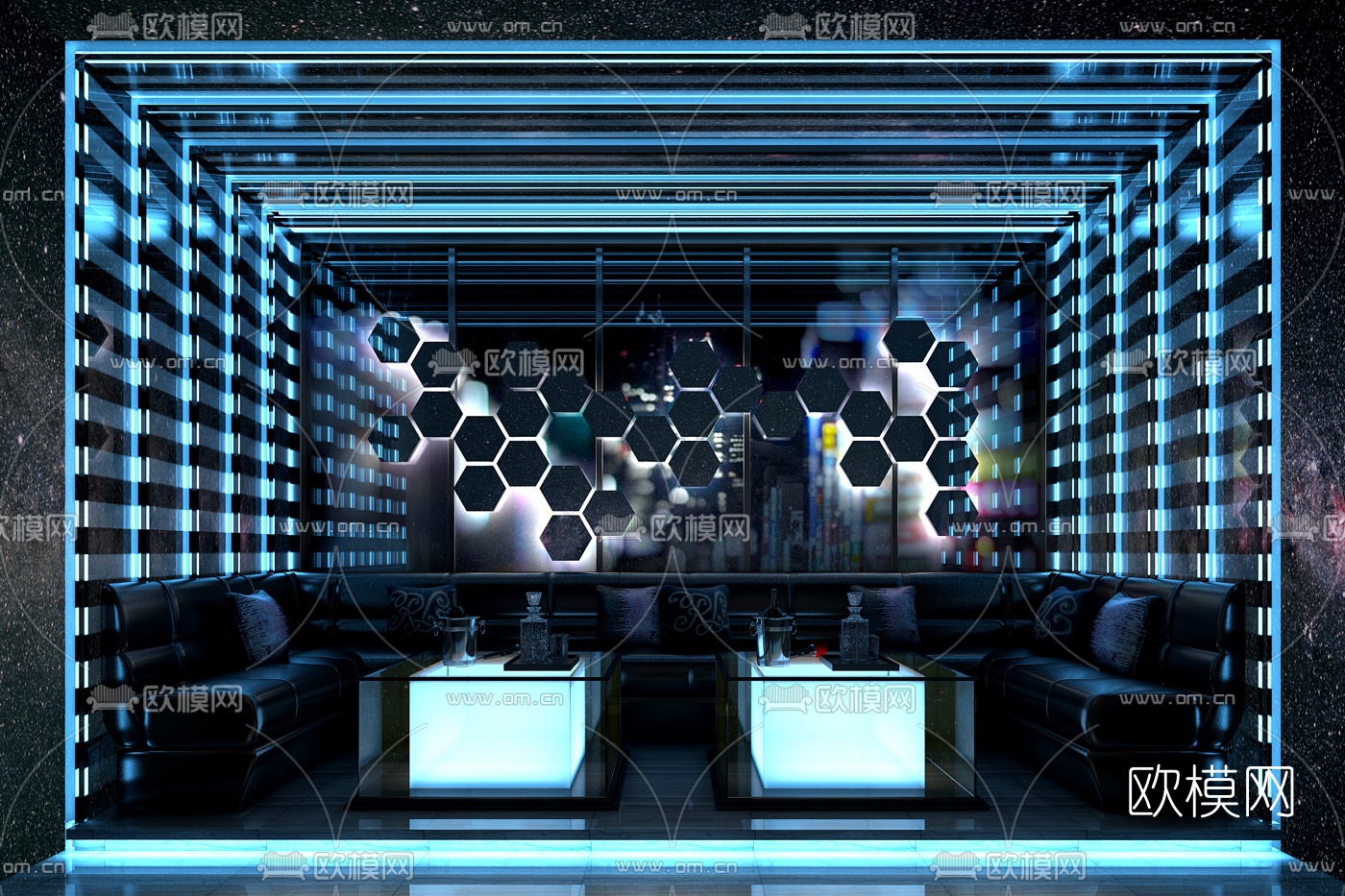现代科技风KTV包房3d模型