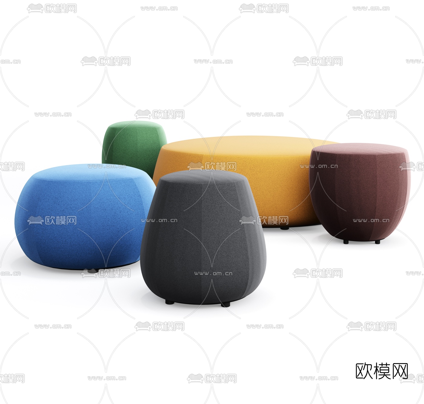 现代圆凳子墩子3d模型