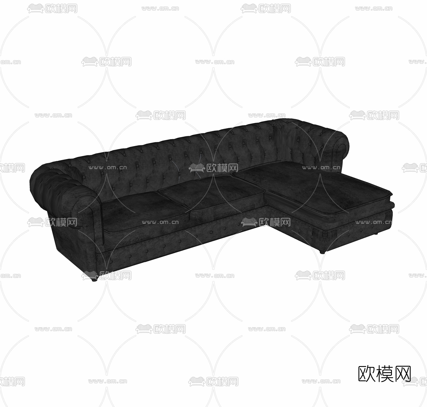 欧式皮革转角沙发免费su模型下载