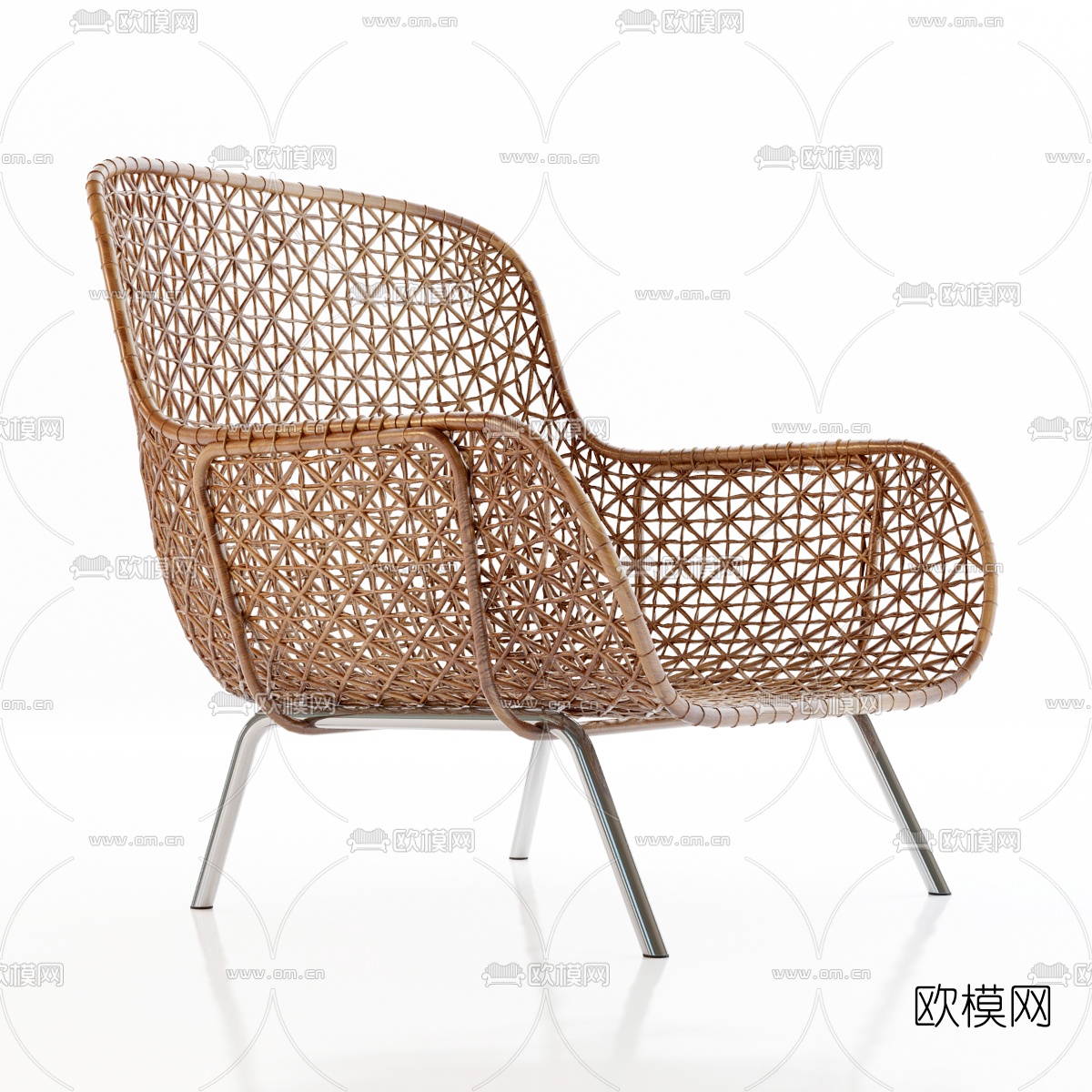 现代藤编休闲椅3d模型