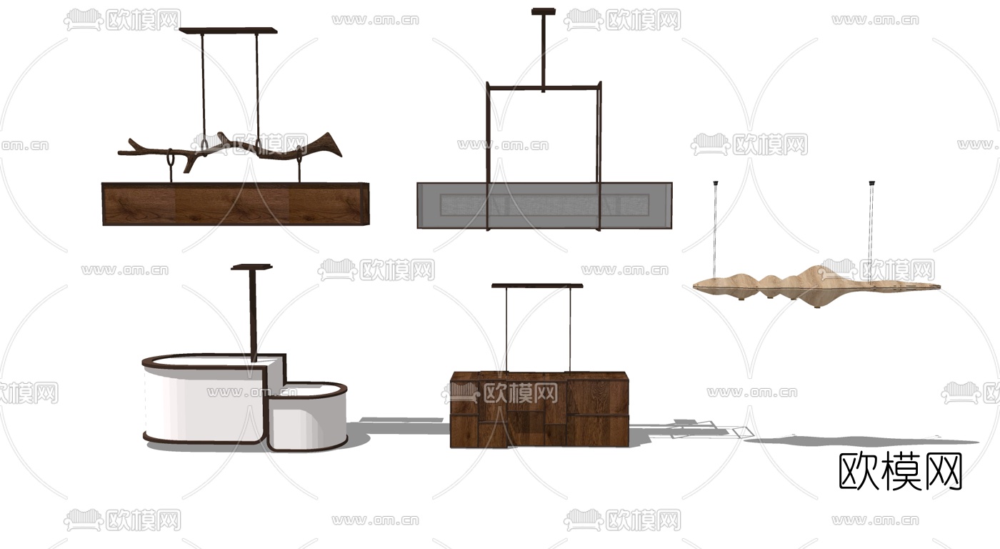 中式吊灯su模型下载