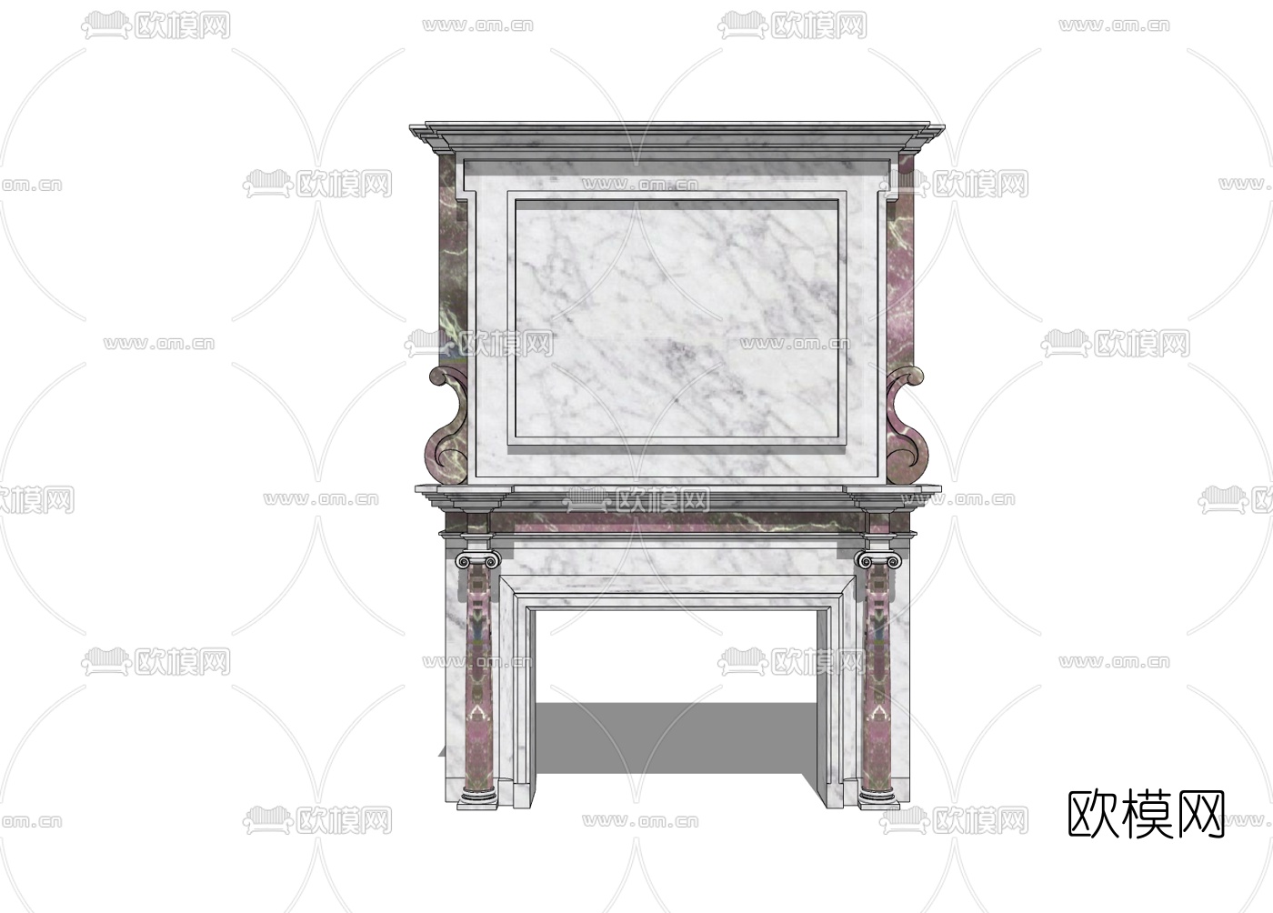 欧式壁炉免费su模型下载