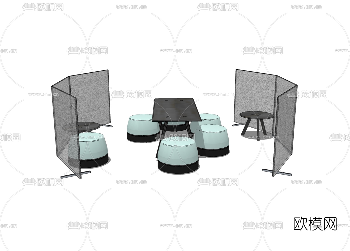 现代办公沙发免费su模型下载