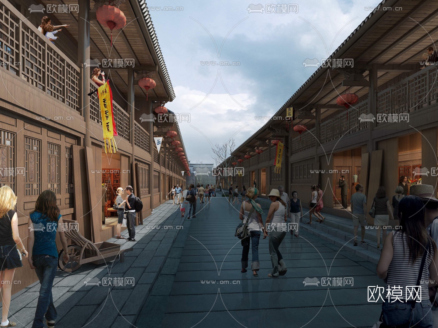中式古建商业街3d模型