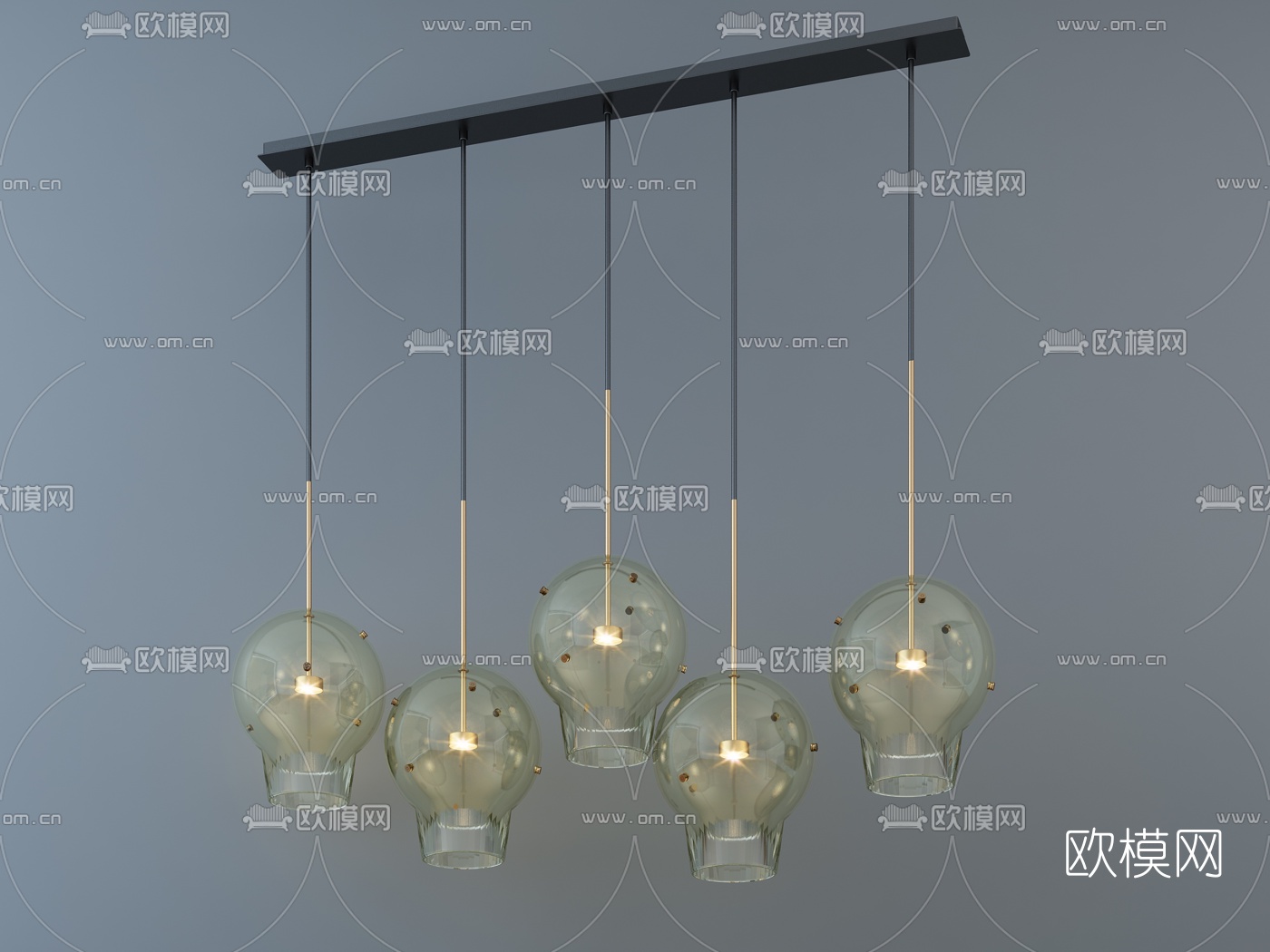 现代金属玻璃吊灯3d模型