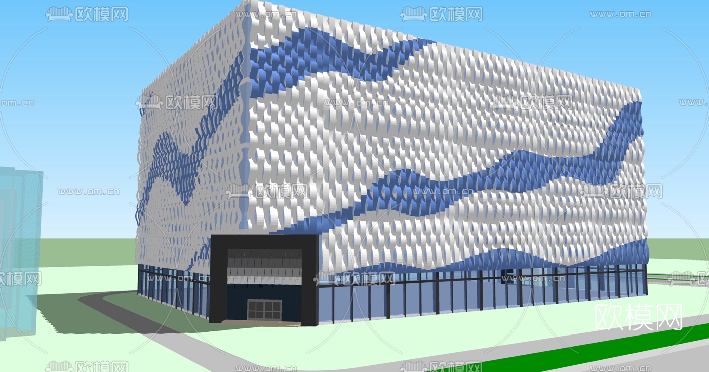 现代水立方游泳馆免费su模型下载（渲染图2）