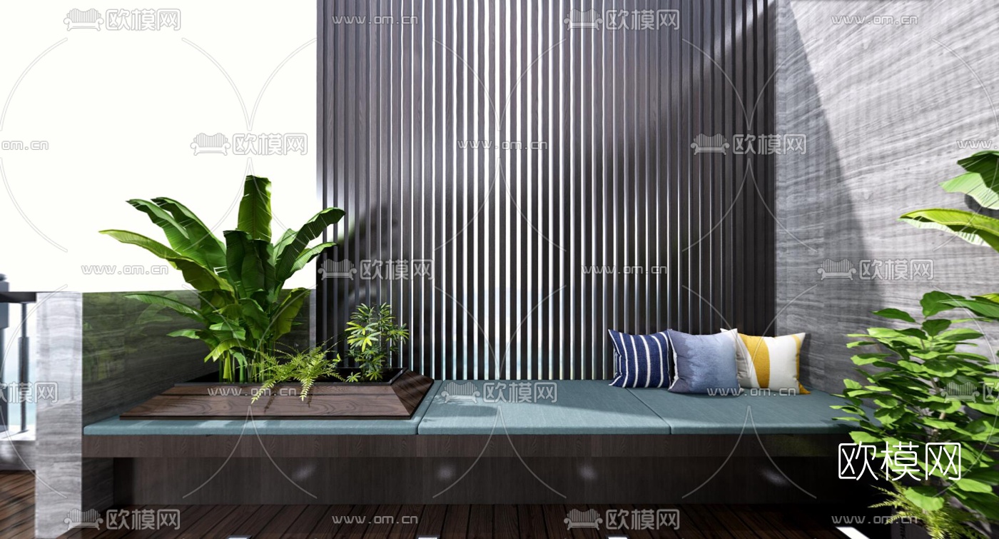 现代阳台全景3d模型